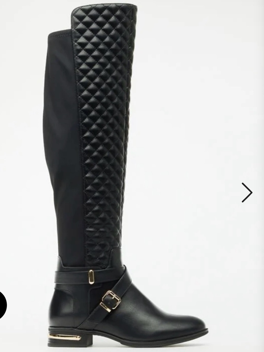 Fashion Nova Black Quilted Over-the-Knee Riding Boots with Buckle